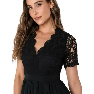 Lulus Angel in Disguise Black Lace Skater Dress EUC thumbnail 2