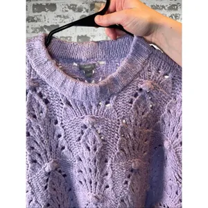Aerie | women lilac purple knitted crewneck sweater thumbnail 3