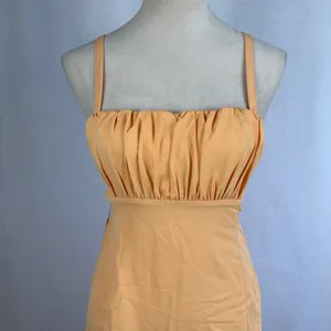 New Abercrombie‎ Fitch Orange Spaghetti Strap Ruched Side Slit Midi Dress Small thumbnail 4