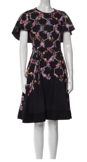 Ted Baker Black Dress with Pink Floral Design Uk 1 (US 4) thumbnail 1