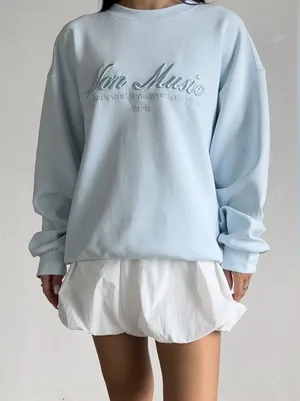 Monika Non Music Sweatshirt Blue Small NWT IN PACKAGE thumbnail 1