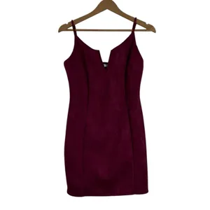 NWT Iris Mini Dress Womens M Maroon Faux Suede Bodycon Sleeveless Cocktail thumbnail 2