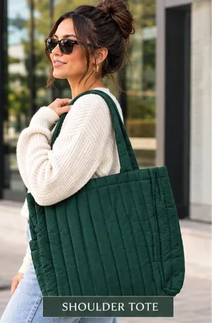 Starbucks Online Exclusive Quilted Green Carryall Tote thumbnail 1
