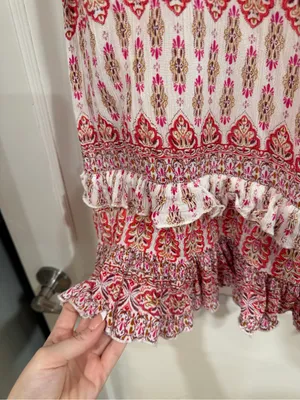 Women's Maxi Skirt in Pink and Cream Boho Print thumbnail 3