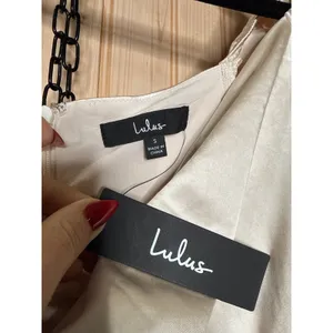 NWT Lulus Sensational Fate Champagne Satin Cowl Neck Mini Dress Party Classy S thumbnail 4