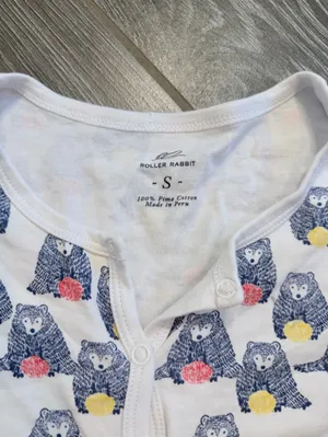 Womens Roller Rabbit Long Sleeve Pajama Top Bear Print size small thumbnail 2