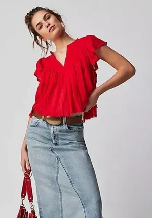 Free People One Padma Bohemian Raw Trim Top thumbnail 1