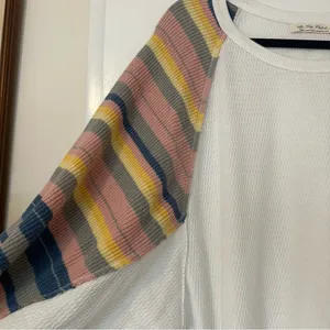 Free People Rainbow Dreams Waffle Knit Thermal Balloon Long Sleeve Top Womens thumbnail 6