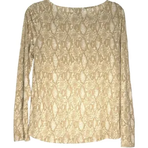 LRL Ralph Lauren Linen Snake Print Long Sleeve Tan Boatneck‎ Top Size Medium thumbnail 3