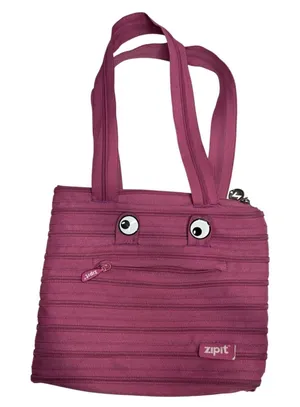 Zipit Pink‎ Zipper Shoulder Bag with Eyes | Quirky Novelty Tote Purse | 11x9" thumbnail 1