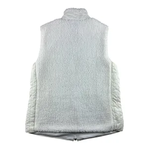 Talbots Womens Cream White Sherpa Fleece Quilted Trim Full Zip Vest Size M Soft thumbnail 8