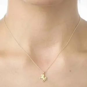 Life is Beautiful Unicorn Charm Pendant Gold Adjustable Necklace thumbnail 1