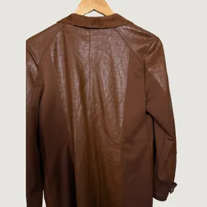 Marc New York Andrew Marc Brown Faux‎ Leather Croc Duster Jacket Womens Medium thumbnail 7