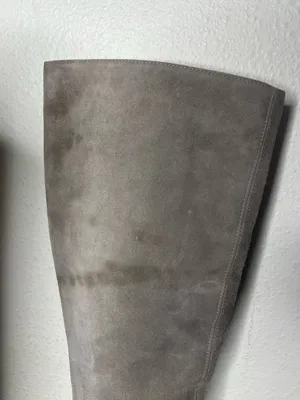 Kate Spade Grey Suede Leather Knee High Curved Wedge Boots Size 7.5 thumbnail 4