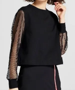 Hunter x Target Mesh Sleeves‎ Pullover Sweatshirt Black Size XS thumbnail 1