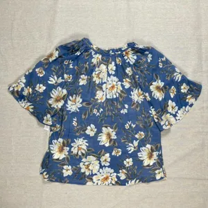 Counterparts | NWT Loyal Blue & Cream Floral Print Boho Blouse | Large thumbnail 2