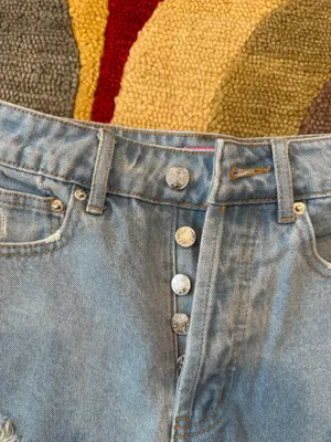 Edikted Denim Jean Shorts Button Fly High Rise Very Distressed Ripped Size XS thumbnail 3