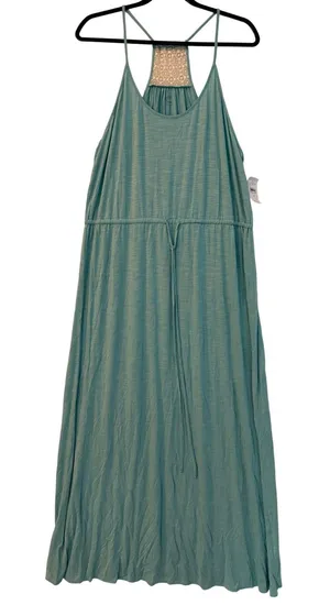 Ann Taylor Loft‎ Beach Maxi Dress Aqua Blue Crochet Racerback Slub Knit NWT 16 thumbnail 1