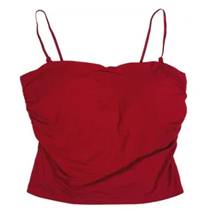 Halara Built-In Bra Cami Tank Top Size Medium Red Ruched Minimal Casual Everyday thumbnail 2