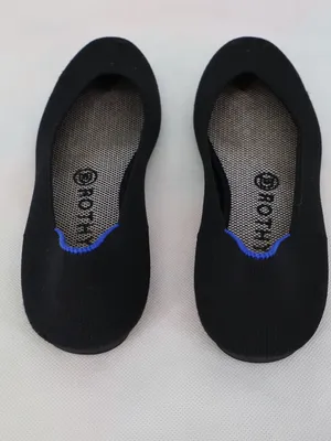 Rothy’s The Flat Women’s 8 Black Knit Ballet Flats Electric Blue Trim Washable thumbnail 4