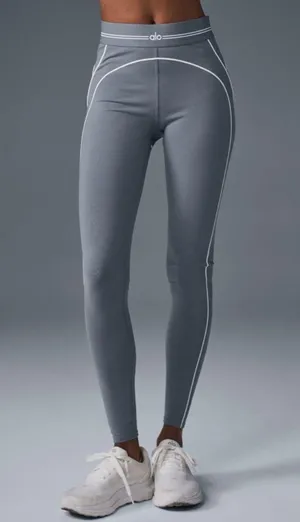 Alo Airbrush High-Waist Heart Throb Legging Steel Grey White Hi-Rise Waisted XS thumbnail 2