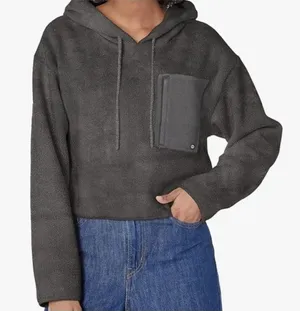 UGG Women's Myley Sherpa Hoodie color Gray Sz Large thumbnail 1