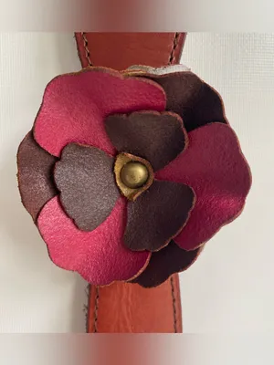 Lucky Penny for Anthropologie leather belt 3D layered petal blossoms boho hippie thumbnail 4