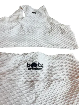 Booty by Brabants White Two Piece Workout Set Crop Top Shorts One Size Curvy thumbnail 11