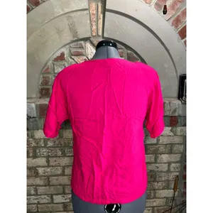 Blouse short sleeve hot pink shoulder pads thumbnail 3