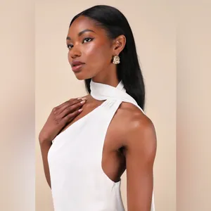 Lulus Isloda Ivory One-Shoulder Backless Sash Mini Dress thumbnail 3