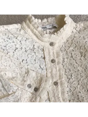 $110 Zara oyster white lace dress with jewel buttons M thumbnail 8