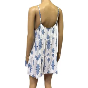 Show Me Your Mumu White Blue Spaghetti Strap Lightweight Pocket Dress Medium thumbnail 3
