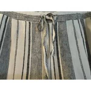 Per Se White And Black Striped Linen Crop Wide Leg Pants Women M Breezy Classic thumbnail 3