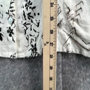 Chicos Shirt‎ Womens US L 2 White Black Floral Linen Shacket Art To Wear Blouse thumbnail 7