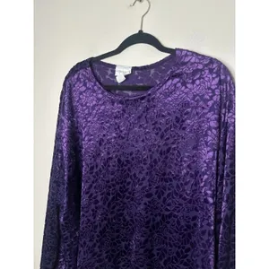VTG Fashion Bug Womens 26/28 Burnout Velvet Top‎ Purple Fairy Whimsigoth Witchy thumbnail 2