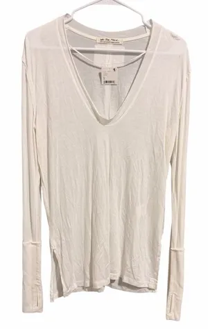 Free People We the Free Fresh & Clean Long Sleeve Top Ivory‎ Women's Size Small thumbnail 1