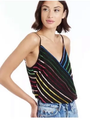 AMANDA UPRICHARD Mattie Velvet Rainbow Tank/Top Small thumbnail 2