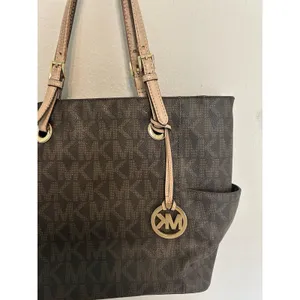 Michael Kors Jet Set Tote Bag Signature Brown Monogram Coated Canvas Preppy thumbnail 3
