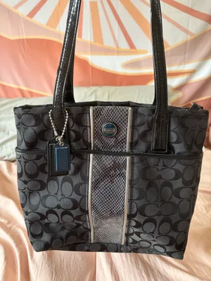 Vintage Coach Signature Python Stripe Tote thumbnail 1