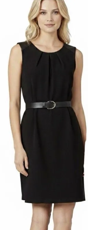 Forever 21 Little Black Dress Sheath Shift Faux Leather Knit S Exposed Back Zip thumbnail 1