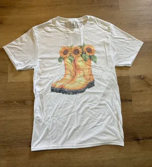 Jerzees Sunflower and Rainboots Graphic Tee thumbnail 1