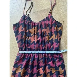 LAVENDER BROWN Orange Pink Burgundy Fall Houndstooth Maxi‎ Dress Size S Small thumbnail 11