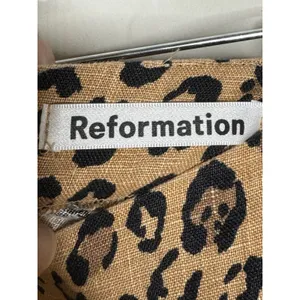 REFORMATION Cady Mini Skirt Women Brown Leopard Animal Print Linen 90s Y2K thumbnail 6