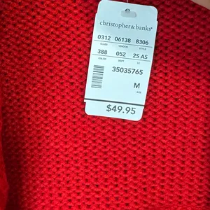 Christopher‎ & Banks Red Cardigan Size Medium thumbnail 4