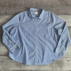 JCrew Cotton Stretch Slim Fit Poplin Shirt Womens 22 Button Up Blue Stripe AW239 thumbnail 1