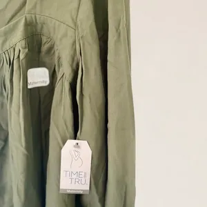 Time and Tru Maternity Olive Green Square Neck Button‎ Front Blouse Smocked M Size undefined thumbnail 3