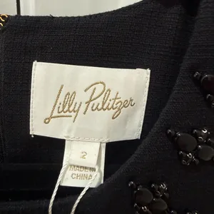 NWT Lilly Pulitzer Edita Embellished Stretch Shift Dress Black thumbnail 6