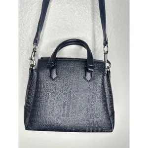 Steve Madden Satchel Bag Womens Small Black Logo Faux Leather Top Handle Zip thumbnail 4