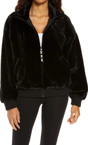Ugg Laken Mock Neck Fleece Jacket in Black Size Medium thumbnail 1