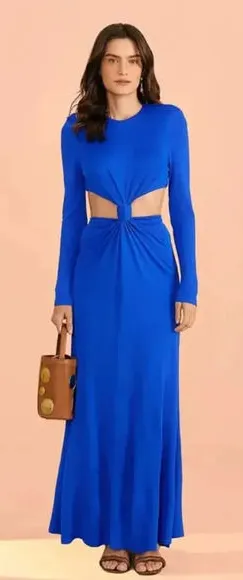 FARM RIO Blue Knot Cut-Out Long Sleeve Maxi Dress‎ thumbnail 1